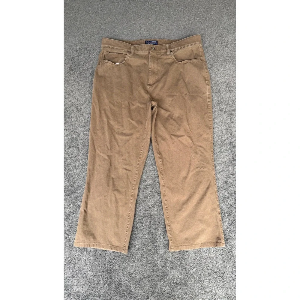 Roundtree‎ & Yorke Mens 36x30 Brown Khaki 5-Pocket Straight Leg Stretch Pants